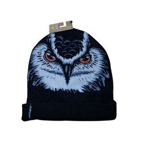 Turtle Fur Kids Claw Beanie Black Owl Pattern Knit Hat Outdoor Winter Hike Trail